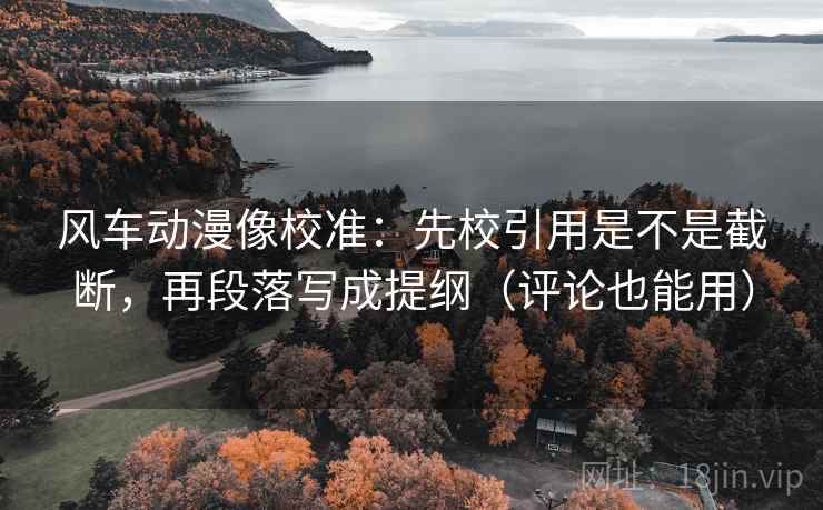 风车动漫像校准：先校引用是不是截断，再段落写成提纲（评论也能用）